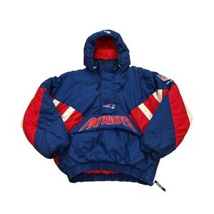 Vintage 1990's Starter New England Patriots NFL Pro Line Hooded Puffer Jacket L